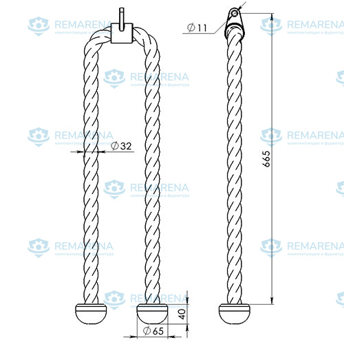 Канат для трицепса удлиненный (фото 1)