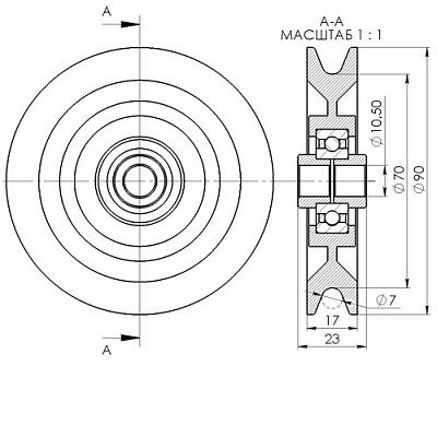 Ролик для троса 90 мм (фото 2)