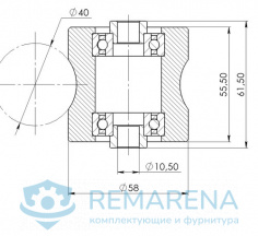 Ролик перемещения под направляющую D40 мм (фото 2)