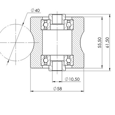 Ролик перемещения под направляющую D40 мм (фото 2)