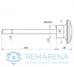 Фиксатор штыревой D8x100 с магнитом (фото 1)