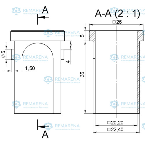 Центрирующая заглушка для 25х25/20х20 (фото 1)