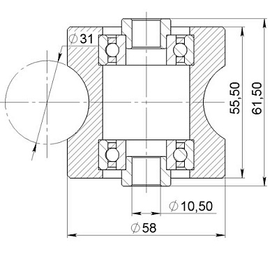 Ролик перемещения под направляющую D30 мм (фото 2)