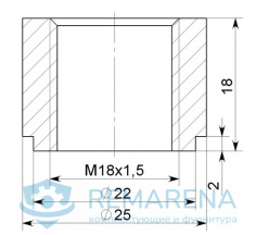 Стакан фиксатора М18х1,5 L18 (фото 2)