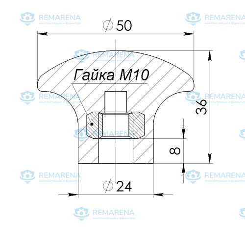 Ручка грибок М10 (фото 1)