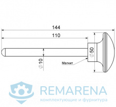 Фиксатор штыревой D10x100 с магнитом (фото 1)