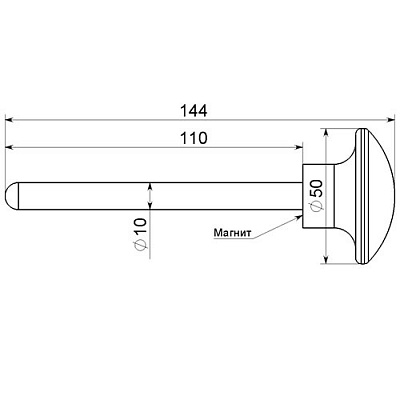 Фиксатор штыревой D10x100 с магнитом (фото 1)