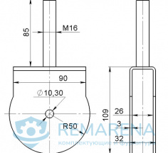 Кронштейн со шпилькой М16 (фото 1)