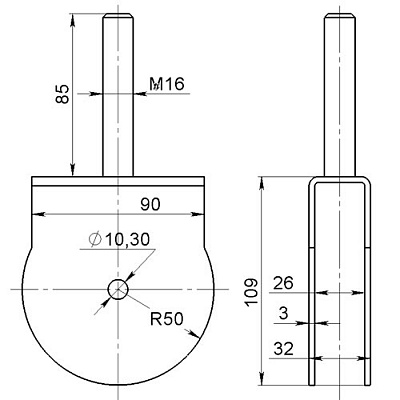 Кронштейн со шпилькой М16 (фото 1)