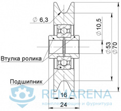 Ролик для троса 70 мм (фото 3)