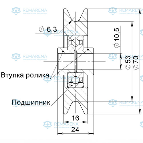 Ролик для троса 70 мм (фото 3)